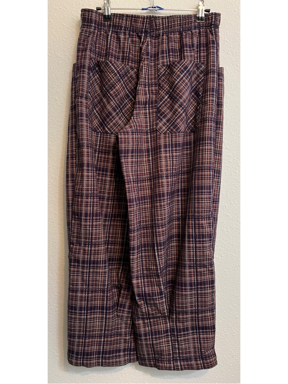 #808 Free People Nice Choice Pull-On Trousers in Navy Combo Small - Picture 6 of 13